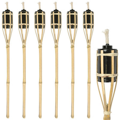 Harbour Housewares Bamboo Fire Torches60CmNatural12X Garden Lighting Traditional Tiki Torches With Removable Screw Top from B&Q