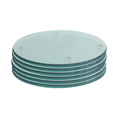 Harbour Housewares 6X Round Glass Coasters10CmClearTabletop Protection Mat Drink Coaster Decorative Dining Placemat from B&Q