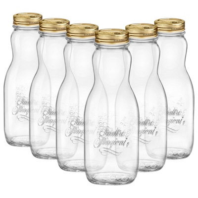 B&Q -  Quattro Stagioni Glass Juice Bottles With Screw Top Lid1LPack Of 6