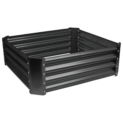 Harbour Housewares Anthracite Square Galvanised Steel Raised Garden Bed - X 90Cm