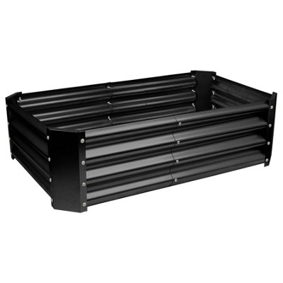 B&Q -  Raised Garden BedAnthracite Rectangular Bottomless Metal Raised Galvanised Steel Planter Box 120 X 60Cm