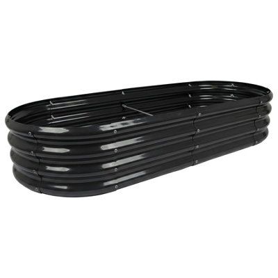 Harbour Housewares Raised Garden BedAnthracite Rounded Bottomless Metal Raised Galvanised Steel Planter Box 180 X 90Cm from B&Q