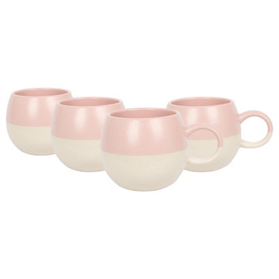 Nicola Spring Unisex Pink 340Ml Dipped Stoneware Mugs - 4X Sphere Glazed Stoneware Coffee Cups In - Image 5