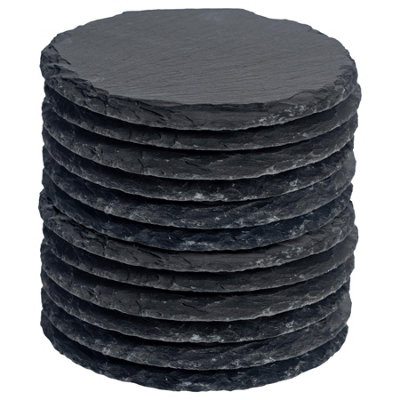 Stone Agate Ceramic Jute Leather Crystal Round 12 Piece Coaster Set - Image 7