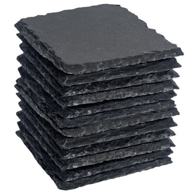 B&Q -  10Cm Square Slate CoastersSet Of 12 Drink Coasters Black Stone Natural Slate Drink Placemats Mug Glass Cup Mats - Image 8