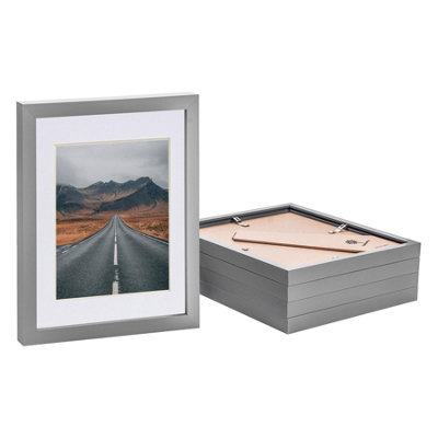 Nicola Spring Photo Frames With 5" X 7" Mount8" X 10"Grey/whitePack Of 5 from B&Q