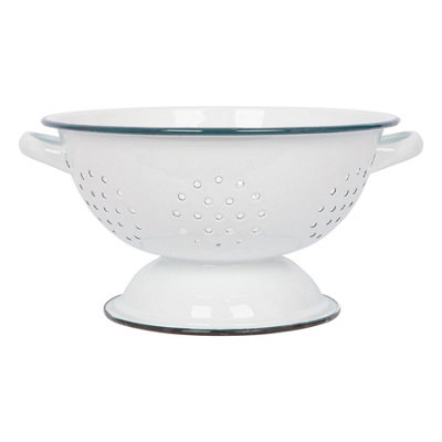 Argon Tableware White Enamel Colander23.5CmGreen from B&Q