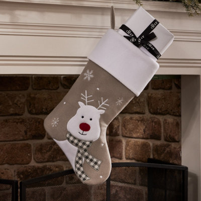 Dibor Grey Reindeer Xmas Christmas Gift Bag Christmas Stocking For Kids from B&Q