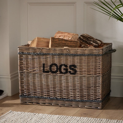 Dibor Traditional Extra Large Wicker Wood Fireside Logs Storage Basket from B&Q