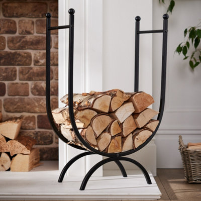 Dibor Contemporary Fireplace Freestanding Large Iron Black U Shape Fireside Firewood Log HolderLog Storage Rack from B&Q