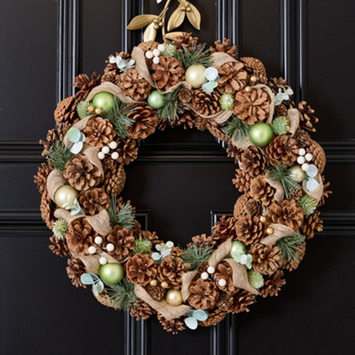 Vintage Style Giant Festive Foliage Festive Decor Autumn-Winter Wreath Front Door Christmas Wreath 50Cm from B&Q