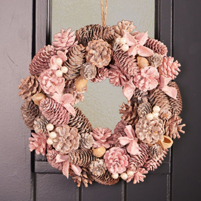  - Enchanted Meadow Pink Door Festive Decor Autumn-Winter Front Door Wreath Christmas Wreath 30Cm