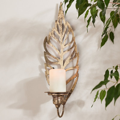B&Q -  Vintage Style Gold Leaf Wall Decoration Sconce Decoration Candle Holder