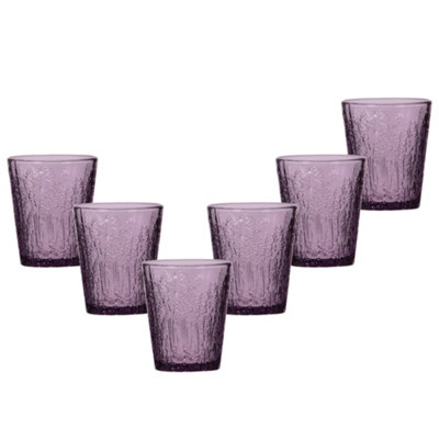 Dibor Set Of 6 Vintage Luxury Lavender Spring Summer Embossed Drinking Glass Tumblers 260Ml from B&Q