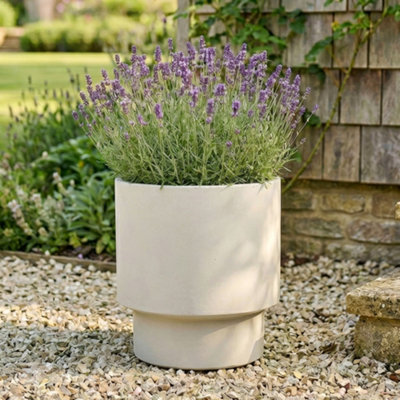 Dibor Medium Beige Fibre Clay Indoor Outdoor Garden Planter Houseplant Flower Plant Pot H30 X Dia 30Cm from B&Q