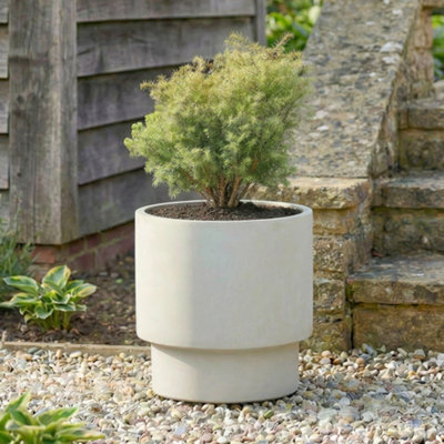 Dibor Large Beige Fibre Clay Indoor Outdoor Garden Planter Houseplant Flower Plant Pot H37 X Dia37Cm from B&Q