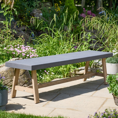 Dibor Traditional Large Grey Outdoor Garden Bench from B&Q