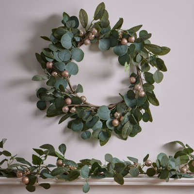 Giant Eucalyptus Door Wreath Spring Wreath 55Cm With Garland 2M from B&Q
