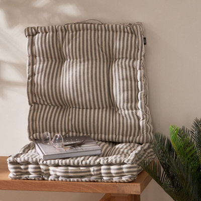 Dibor Unisex Grey Set Of 2 Giant Striped Indoor Dining Chair Seat Pad Cushions L50cm X W50cm | : 50 Cm X 50 Cm - Image 2