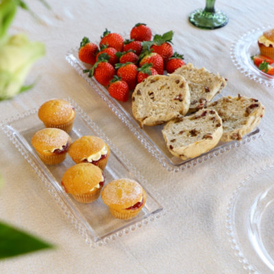 Dibor Set Of 2 Bella Perle Beaded Medium & Large Glass Tableware Serving Platter Gift Idea from B&Q