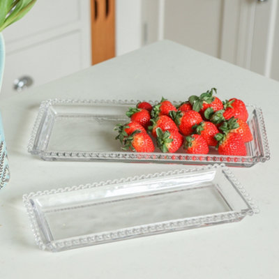 Dibor Set Of 4 Bella Perle Beaded Medium & Large Glass Tableware Tableware Serving Platter Gift Idea from B&Q