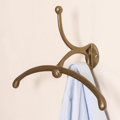 Dibor Vintage Style Three Hook Gold Valet Hook Wall Mounted Suit Jacket Coat Hanger Peg Closet Clothes Rack from B&Q