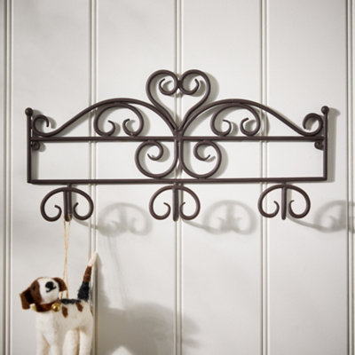 Dibor Wall Hook Board Recycled Iron Ornate Scrolled Wall Mounted Coat Rack Kitchen Door Hallway Storage Hooks from B&Q