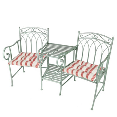 Dibor Vintage Green Arched Outdoor Garden Furniture Companion Seat Bench With Free Set Of 2 Red Seat Pad Cushions from B&Q