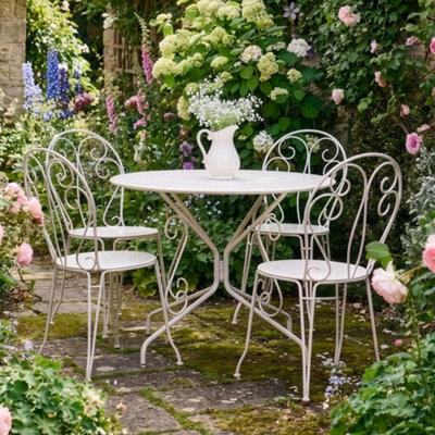 Dibor Traditional Style Four Person Indoor Outdoor Garden Iron Bistro Table And Chairs Set from B&Q