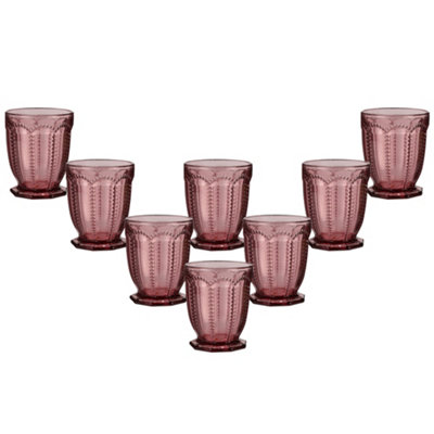 Dibor Set Of 8 Vintage Luxury Purple Embossed Short Drinking Glass Whiskey Glass Tumblers 290Ml from B&Q