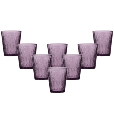 Dibor Set Of 8 Vintage Luxury Lavender Spring Summer Embossed Drinking Glass Tumblers 260Ml from B&Q