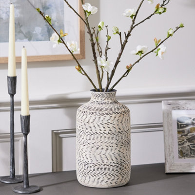 Dibor Black And White Stoneware Flower Vase Textured Finish Decorative Pitcher Jug Table Décor Vase from B&Q