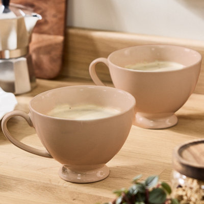 Dibor Set Of 4 Montmartre Large Mocha Cream Ceramic Tea Cups Coffee Mugs H9.7Cm X Dia13.5Cm from B&Q