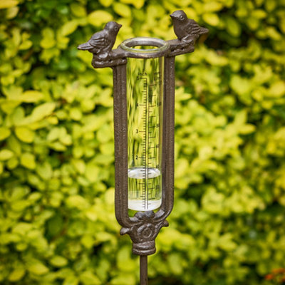 Dibor Cast Iron Bird Standing Rain Gauge - Brown - Image 3