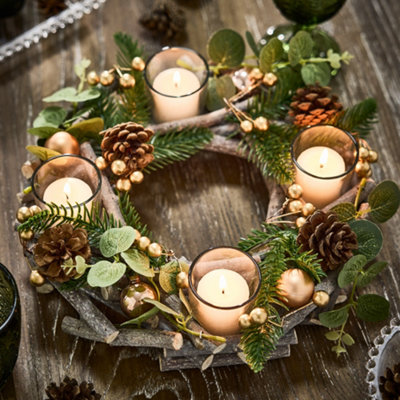 Dibor Eucalyptus And Cinnamon Round Centrepiece Christmas Decoration Tealight Holder Candle Holder from B&Q