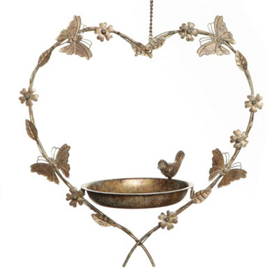 Dibor Vintage Style Butterfly Hanging Heart Outdoor Garden Decor Bird Feeder
