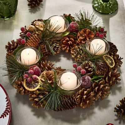 Dibor Citrus Spice Round Table Centrepiece Christmas Decoration Candle Holder Tealight Holder 30Cm from B&Q
