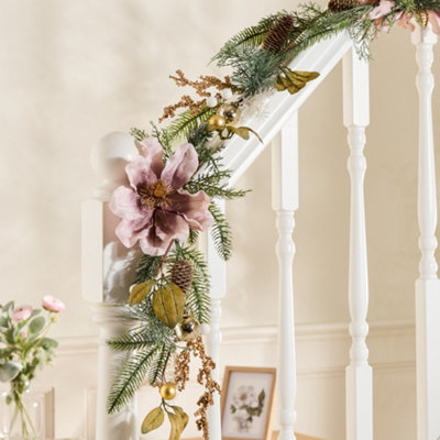 Dibor Magnolia Blush Xmas Table Decoration Christmas Garland 1.8M from B&Q
