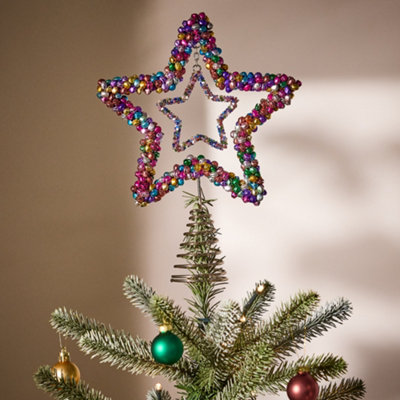 Dibor Double Multi-Coloured Jingle Bell Star Christmas Decorations Tree Topper from B&Q