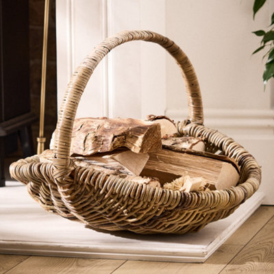 Dibor Traditional Natural Large Log Carrier With Handle H44 X L44 X W42Cm from B&Q