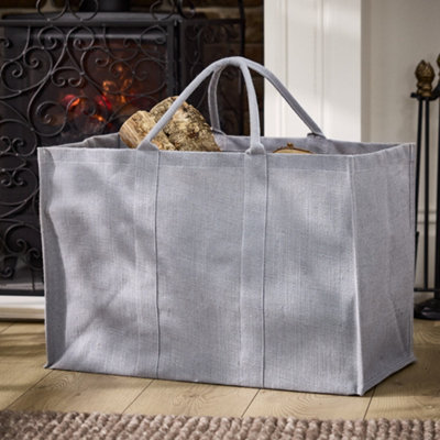 Dibor Traditional French Grey Firewood Log Storage Jute Bag from B&Q