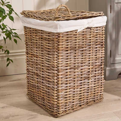 Dibor Traditional Style Natural Rattan Square Large Laundry Storage Basket H57 X W46Cm from B&Q