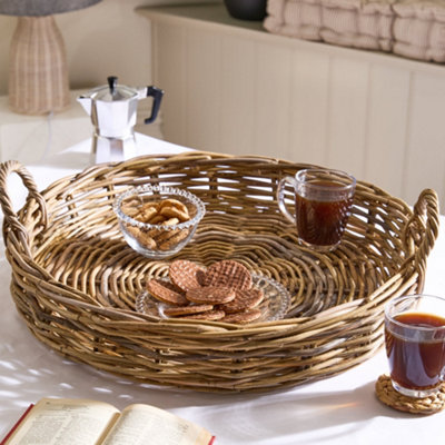 Dibor Natural Rattan Large Decorative Tray With Handles H19 X L40 X W61Cm from B&Q