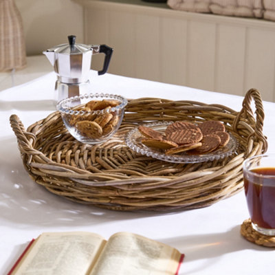 Dibor Natural Rattan Small Decorative Tray With Handles H13 X L30 X W45Cm from B&Q