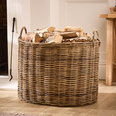 Dibor Traditional Natural Azara Oval Log Basket Xxl H56 X L71 X W57Cm from B&Q