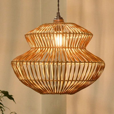 Dibor Traditional Rattan Pot Bellied Easy Fit Decor Ceiling Shade H29 X D29Cm from B&Q