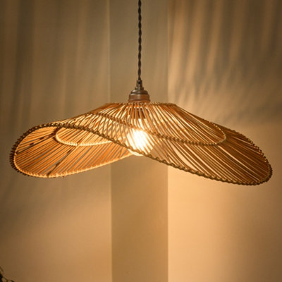 Dibor Traditional Rattan Curved Easy Fit Decor Ceiling Shade H19 X D54Cm from B&Q