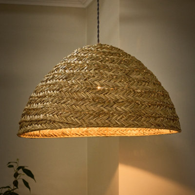 Dibor Traditional Seagrass Plaid Dome Easy Fit Decor Ceiling Shade H30 X D57Cm from B&Q