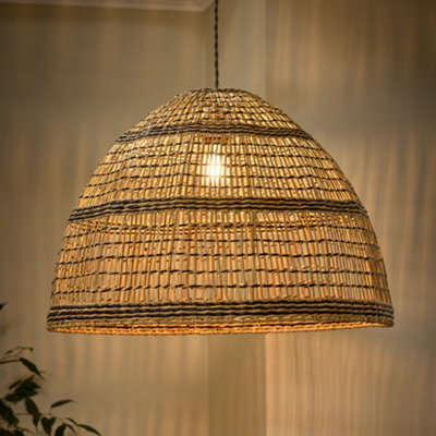 Dibor Traditional Seagrass Stripe Easy Fit Decor Ceiling Shade H41 X D60Cm from B&Q