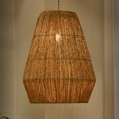 Dibor Traditional Style Jute Pendant Easy Fit Ceiling Shade H46 X D30cm Light